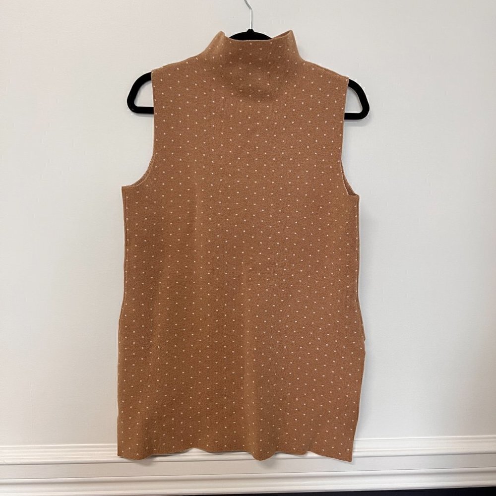 Nanette Leopre Sweater Vest Tunic Sleeveless Top Swiss Dot Sz M